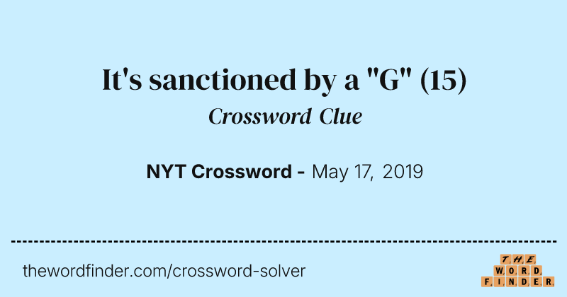 It's sanctioned by a "G" crossword clue image