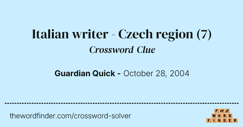 Italian writer - Czech region crossword clue image