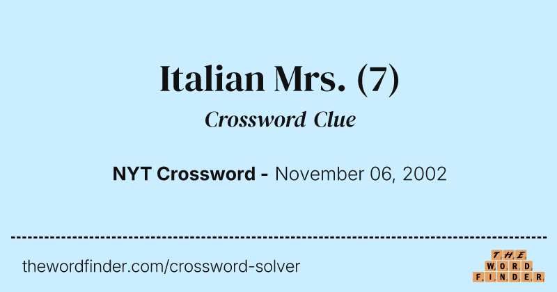 Italian Mrs. crossword clue image