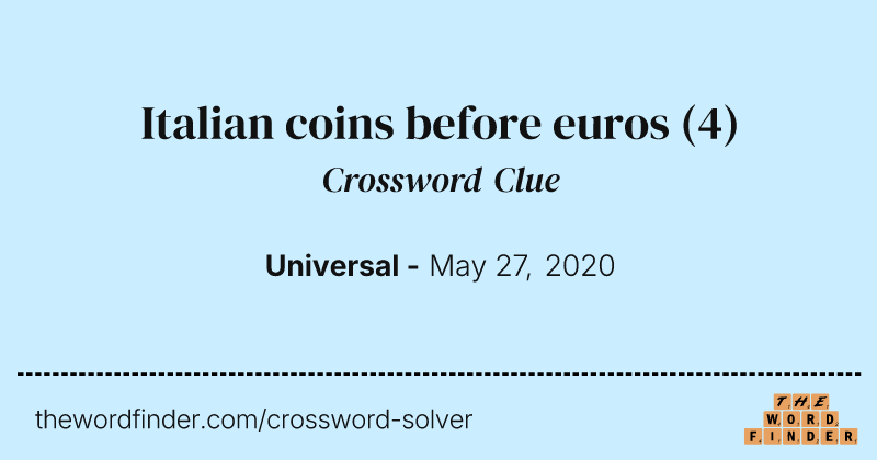 Italian coins before euros crossword clue image