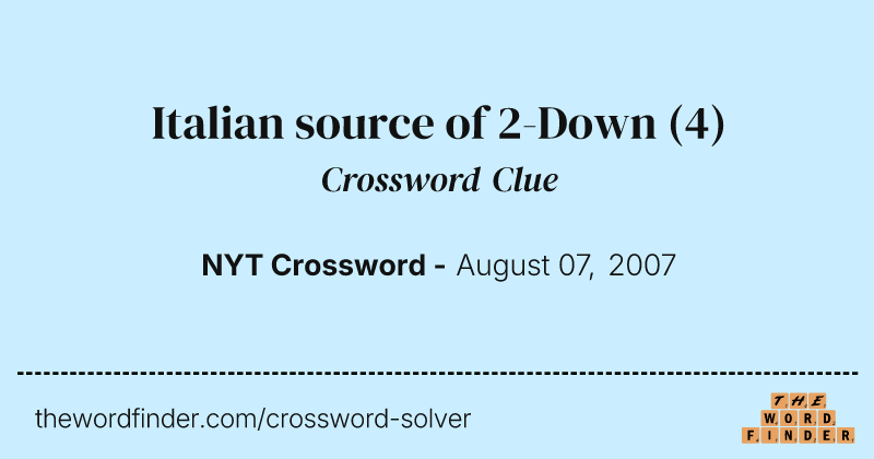 Italian source of 2-Down crossword clue image