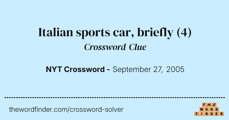 Italian sports car, briefly crossword clue image