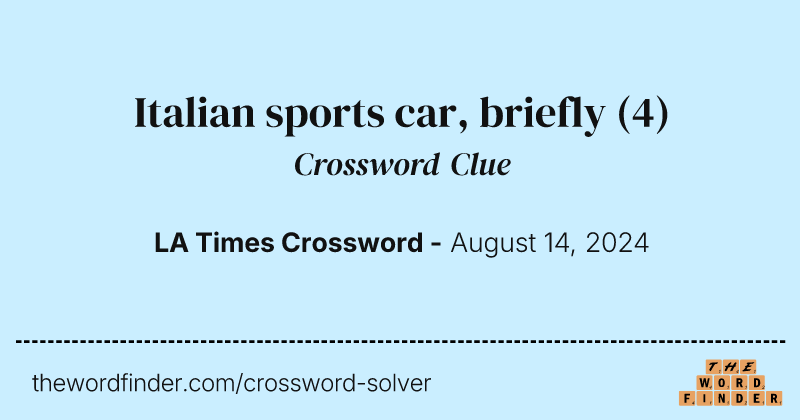 Italian sports car, briefly crossword clue image
