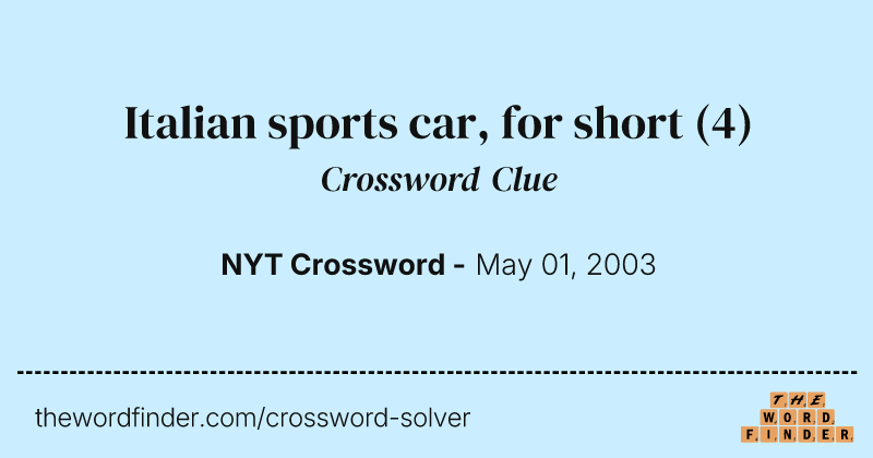 Italian sports car, for short crossword clue image