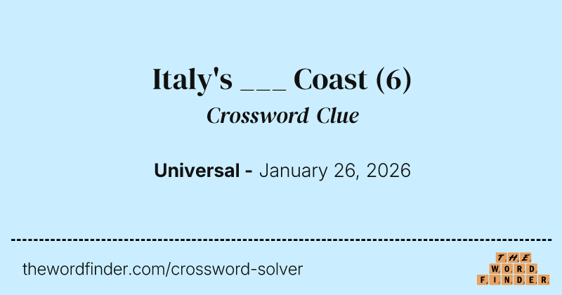 Italy's ___ Coast crossword clue image