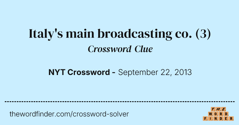 Italy's main broadcasting co. crossword clue image