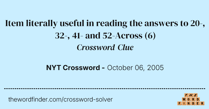 Item literally useful in reading the answers to 20-, 32-, 41- and 52-Across crossword clue image