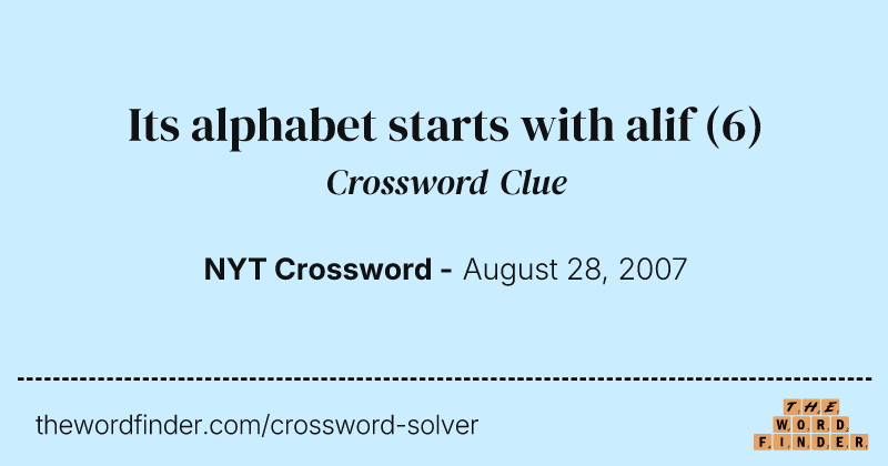 Its alphabet starts with alif crossword clue image