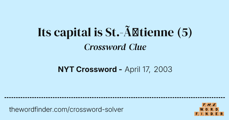 Its capital is St.-Étienne crossword clue image