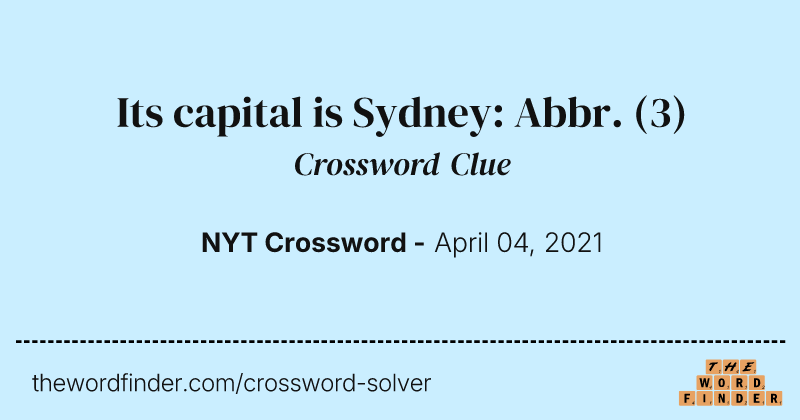 Its capital is Sydney: Abbr. crossword clue image