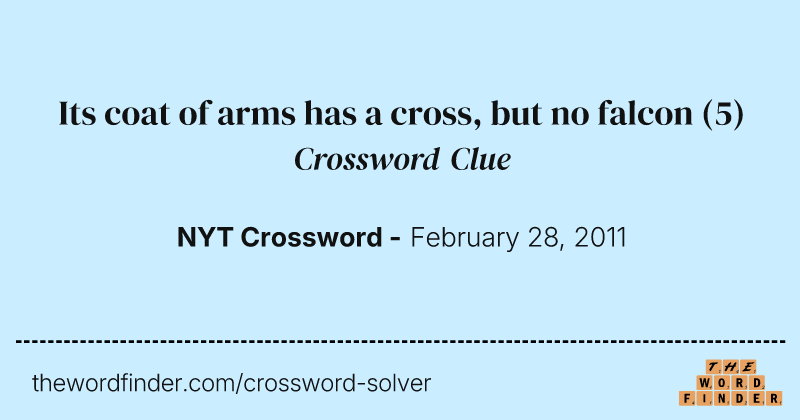 Its coat of arms has a cross, but no falcon crossword clue image