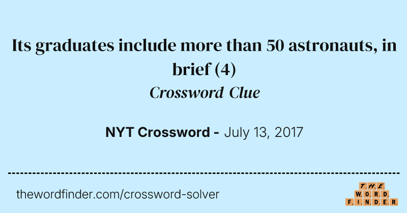 Its graduates include more than 50 astronauts, in brief crossword clue image