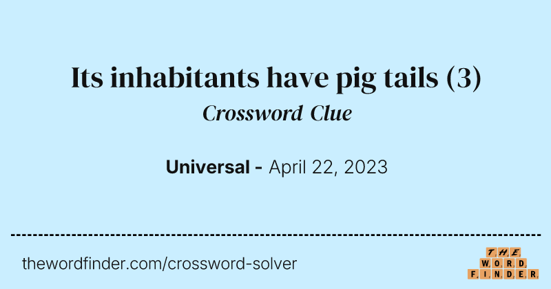 Its inhabitants have pig tails crossword clue image
