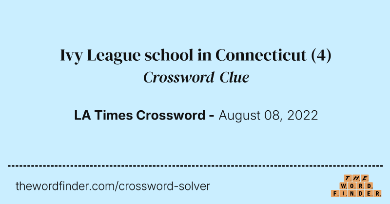 Ivy League school in Connecticut crossword clue image