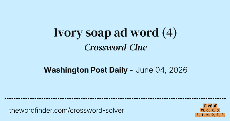 Ivory soap ad word crossword clue image