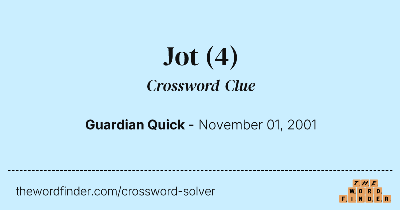 Jot crossword clue image