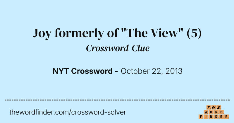 Joy formerly of "The View" crossword clue image