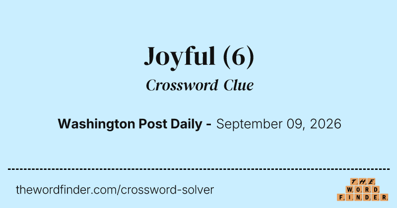 Joyful crossword clue image