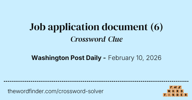 Job application document crossword clue image