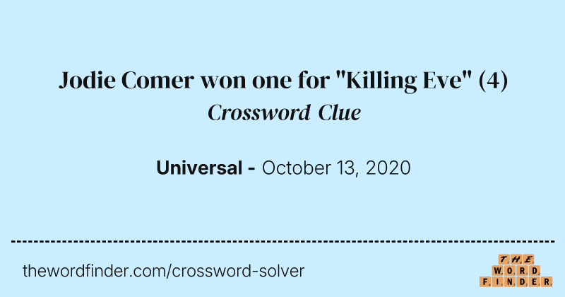 Jodie Comer won one for "Killing Eve" crossword clue image