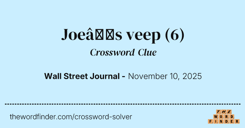 Joe’s veep crossword clue image