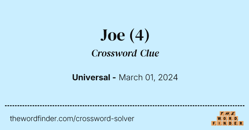 Joe crossword clue image