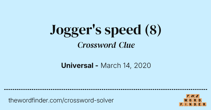 Jogger's speed crossword clue image
