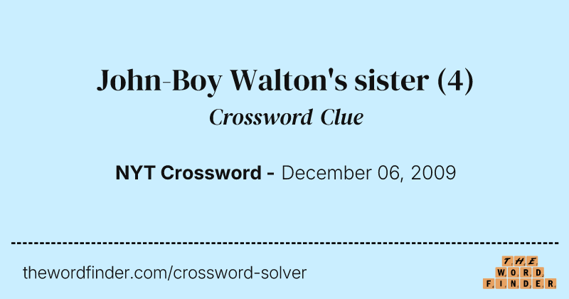 John-Boy Walton's sister crossword clue image