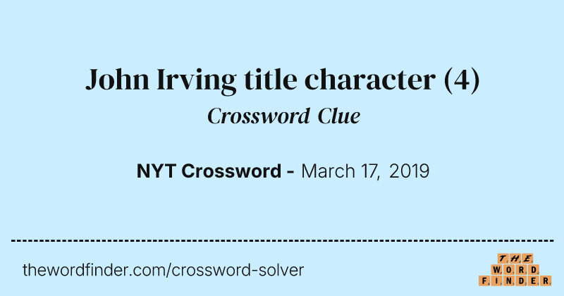 John Irving title character crossword clue image