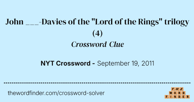 John ___-Davies of the "Lord of the Rings" trilogy crossword clue image