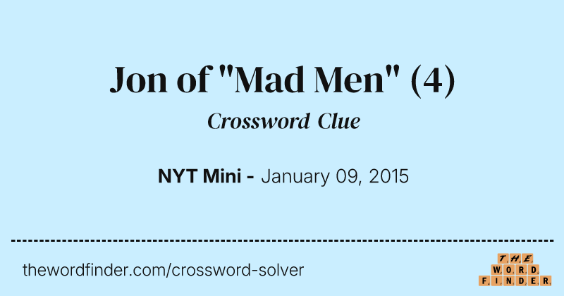 Jon of "Mad Men" crossword clue image