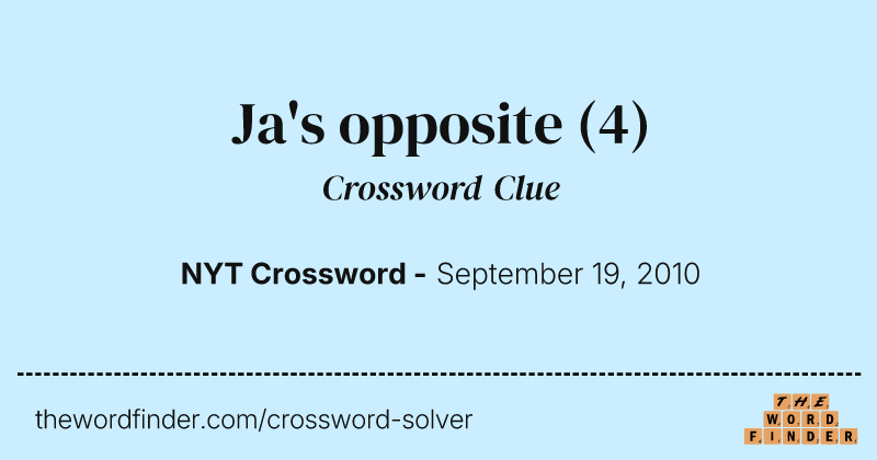 Ja's opposite crossword clue image