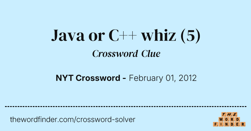Java or C++ whiz crossword clue image