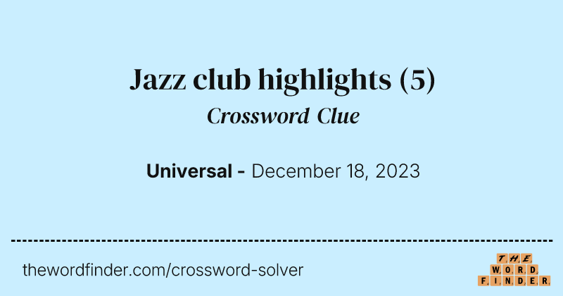 Jazz club highlights crossword clue image