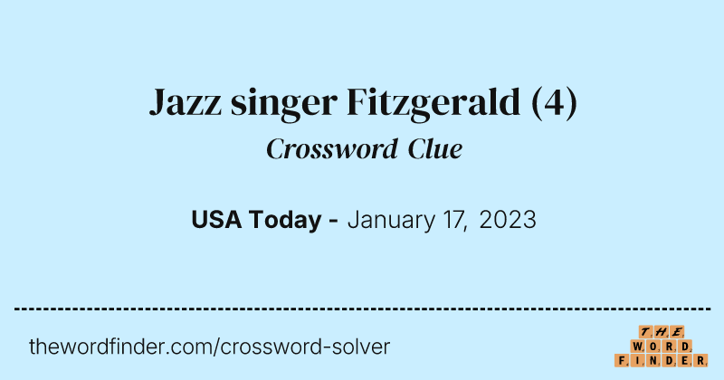 Jazz singer Fitzgerald crossword clue image