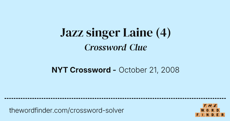 Jazz singer Laine crossword clue image