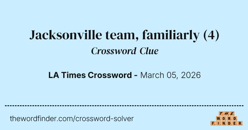 Jacksonville team, familiarly crossword clue image