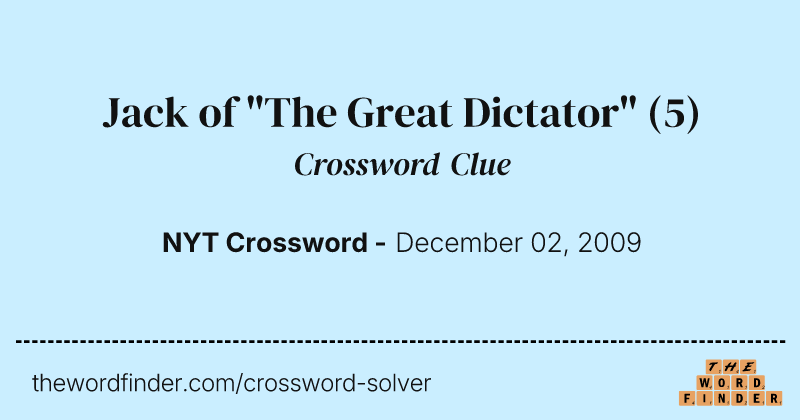 Jack of "The Great Dictator" crossword clue image