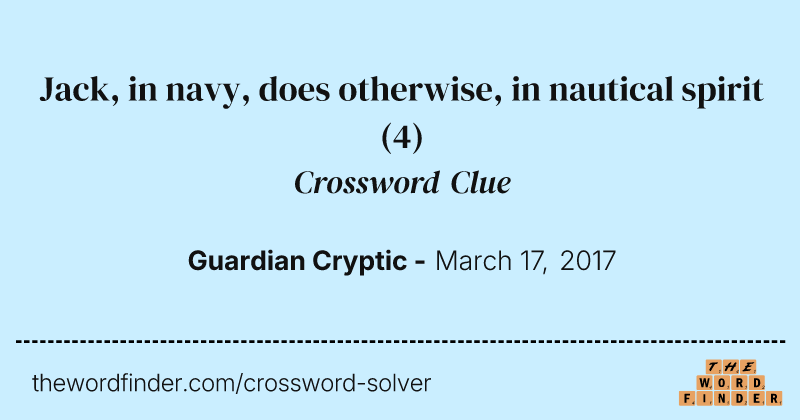 Jack, in navy, does otherwise, in nautical spirit crossword clue image