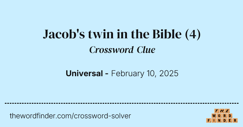 Jacob's twin in the Bible crossword clue image