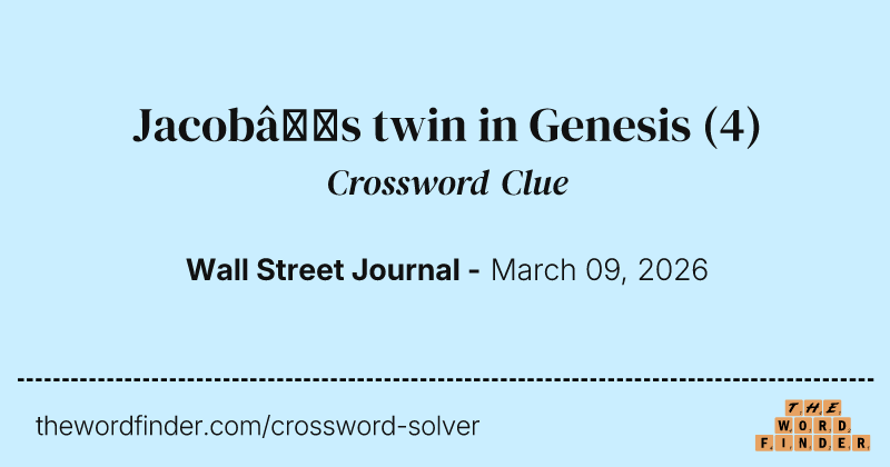 Jacob’s twin in Genesis crossword clue image