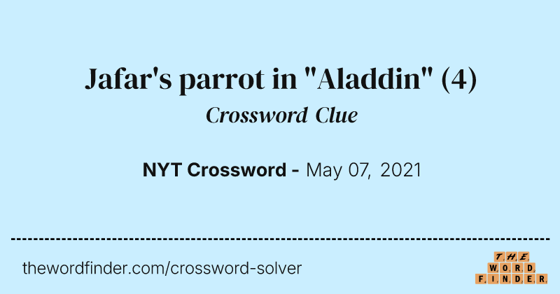 Jafar's parrot in "Aladdin" crossword clue image