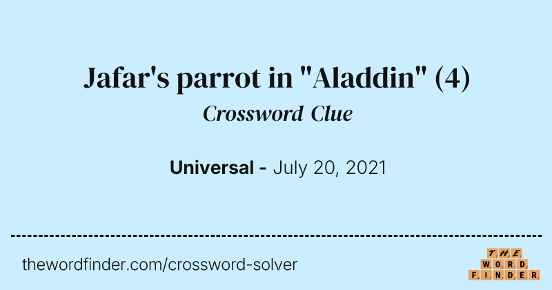 Jafar's parrot in "Aladdin" crossword clue image