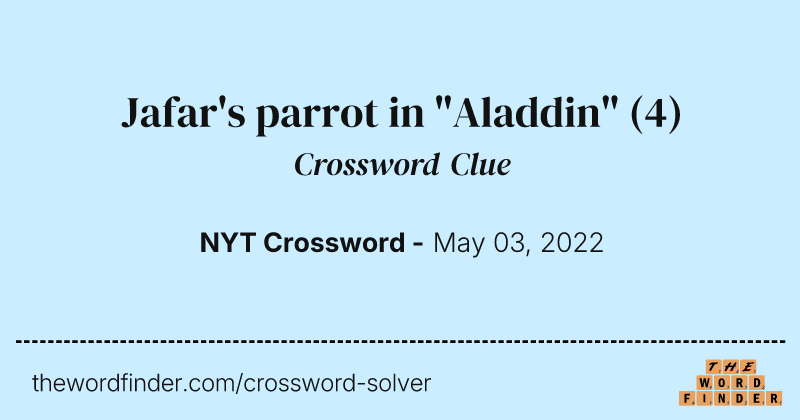 Jafar's parrot in "Aladdin" crossword clue image