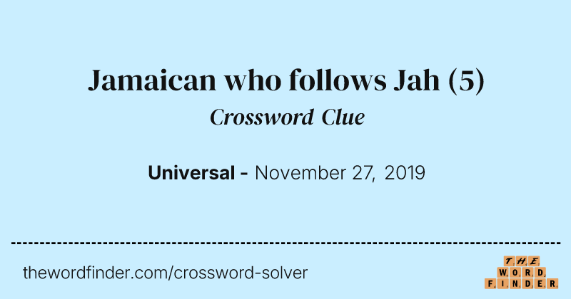 Jamaican who follows Jah crossword clue image