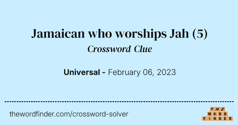 Jamaican who worships Jah crossword clue image