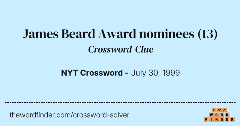 James Beard Award nominees crossword clue image