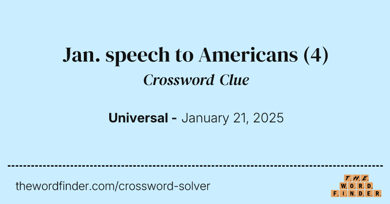 Jan. speech to Americans crossword clue image