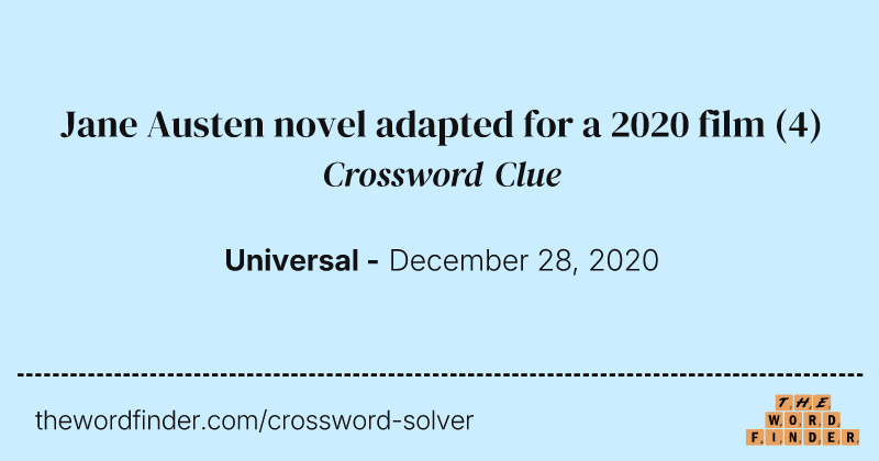 Jane Austen novel adapted for a 2020 film crossword clue image