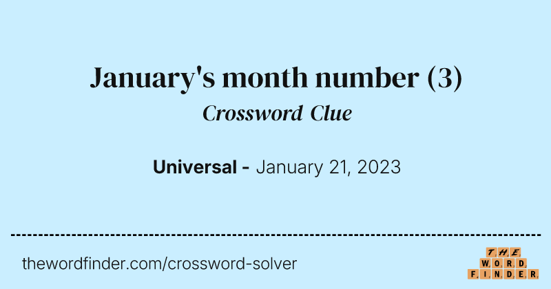 January's month number crossword clue image